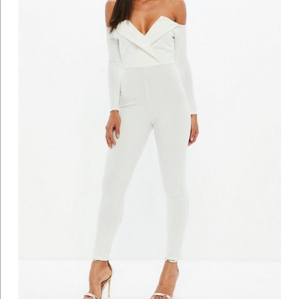 Petite Bardot Tuxedo Style Jumpsuit